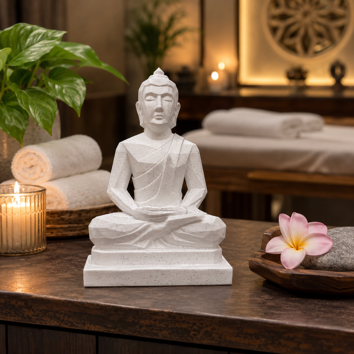 Low-Poly Buddha Statue – Modern Spiritual Home Décor