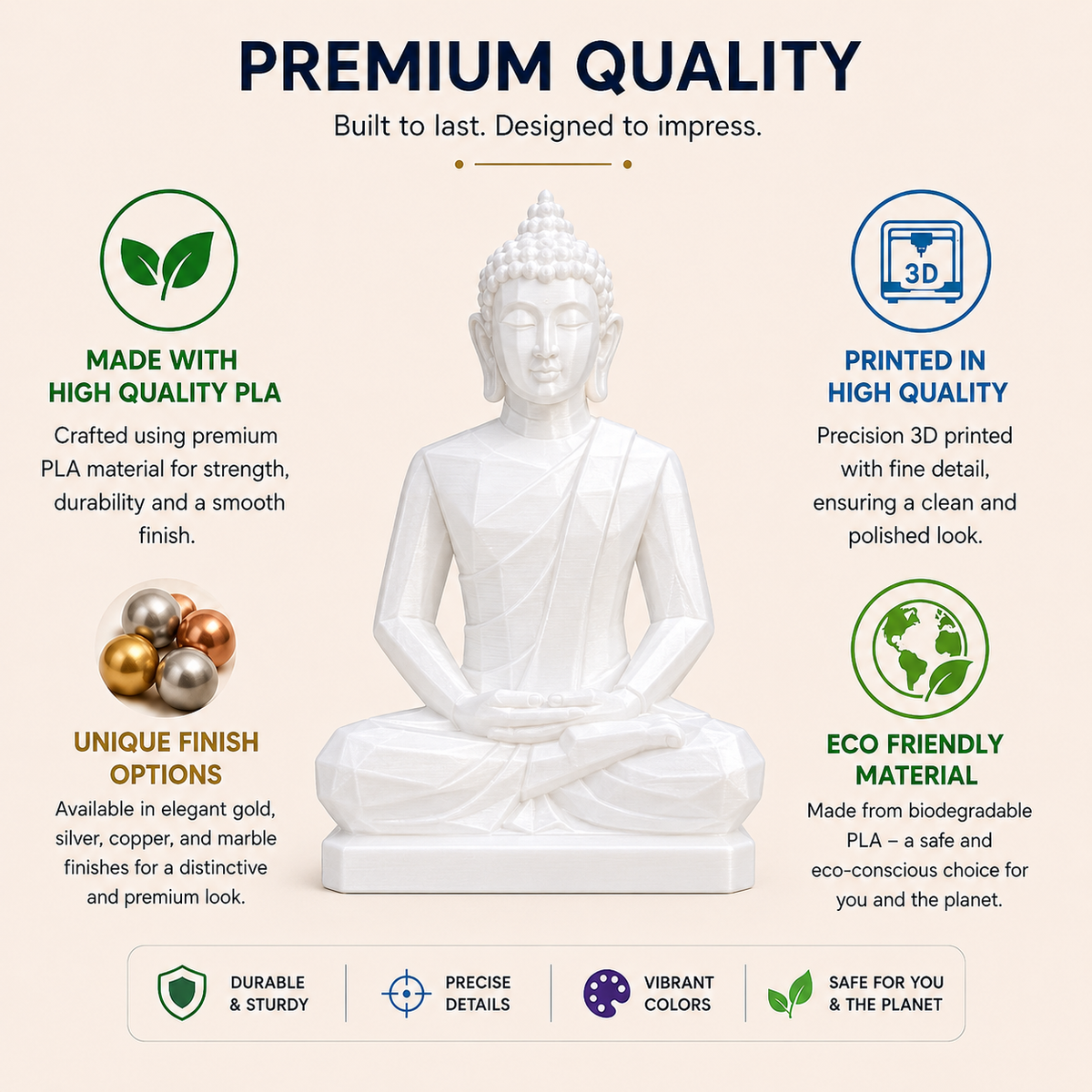 Low-Poly Buddha Statue – Modern Spiritual Home Décor