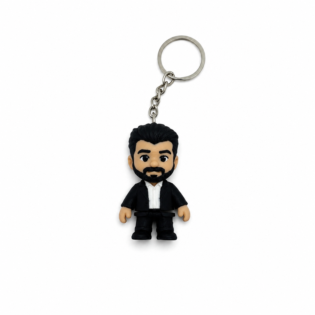 Thalapathy Vijay Chibi Keychain – 3D Printed Multicolour PLA Collectible