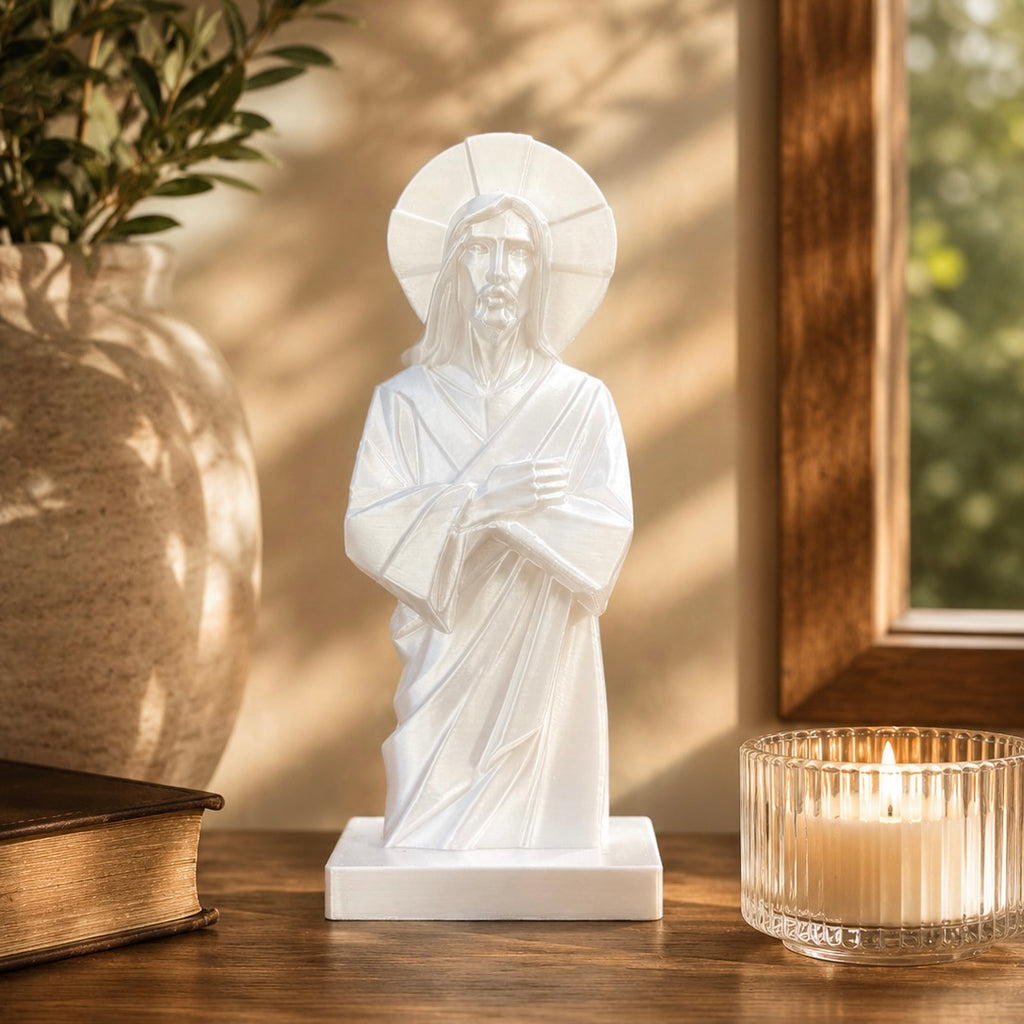 Jesus Christ Statue | Modern Christian Home Decor | 3D Printed Religious Sculpture
