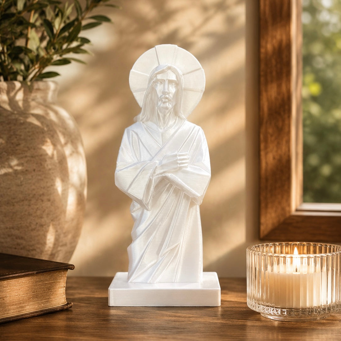 Jesus Christ Statue | Modern Christian Home Decor | 3D Printed Religious Sculpture