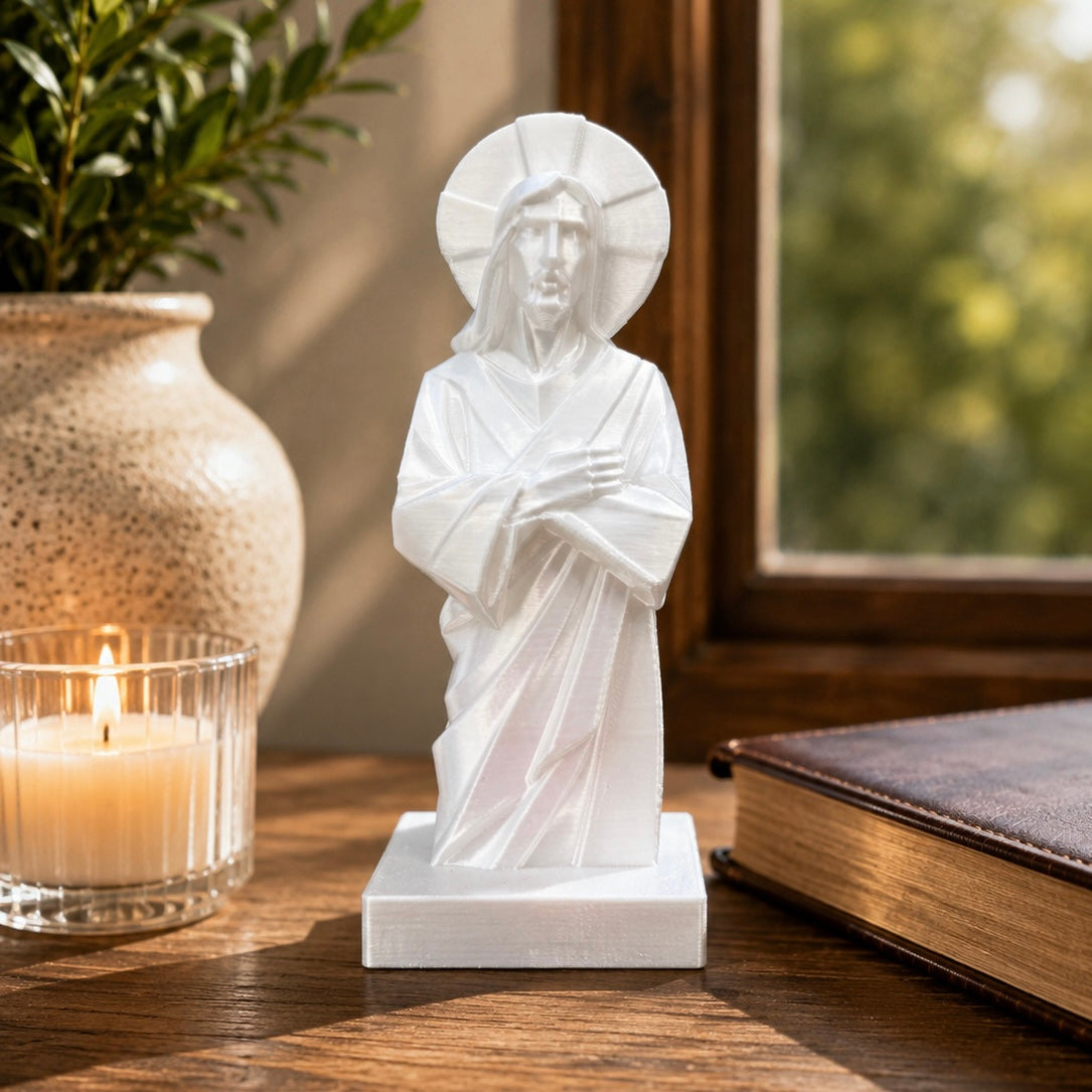 Jesus Christ Statue | Modern Christian Home Decor | 3D Printed Religious Sculpture