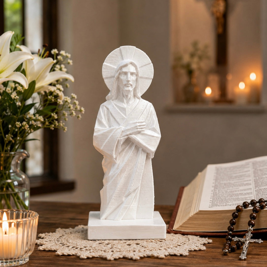 Jesus Christ Statue | Modern Christian Home Decor | 3D Printed Religious Sculpture