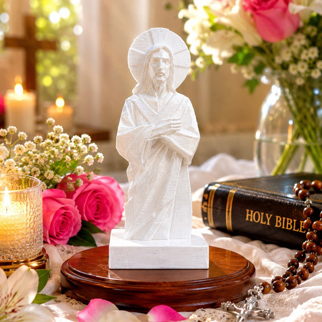 Jesus Christ Statue | Modern Christian Home Decor | 3D Printed Religious Sculpture