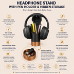 Headphone Stand with Pen Holder & Hidden Storage Compartment – Modern Desk Organizer for Office, Gaming & Study Setup
