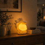 Betta Fish Moon Lamp – 3D Printed LED Night Light | Warm Ambient Bedside Lamp | Modern Home Decor | Unique Gift