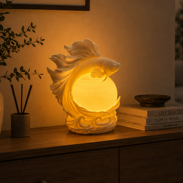 Betta Fish Moon Lamp – 3D Printed LED Night Light