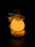 Betta Fish Moon Lamp – 3D Printed LED Night Light | Warm Ambient Bedside Lamp | Modern Home Decor | Unique Gift