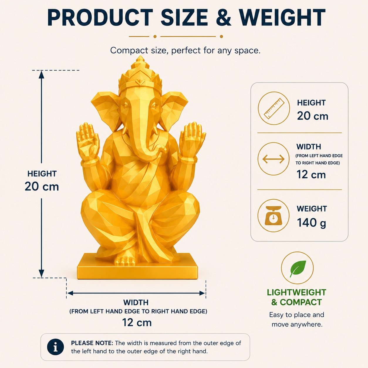 Low Poly Ganesha Statue | Modern Geometric Lord Ganesha Decor | 3D Printed Spiritual Home & Office Decoration