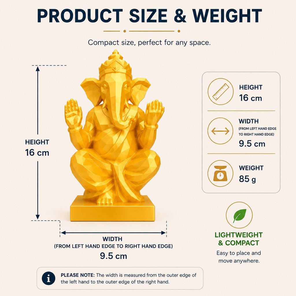 Low Poly Ganesha Statue | Modern Geometric Lord Ganesha Decor | 3D Printed Spiritual Home & Office Decoration