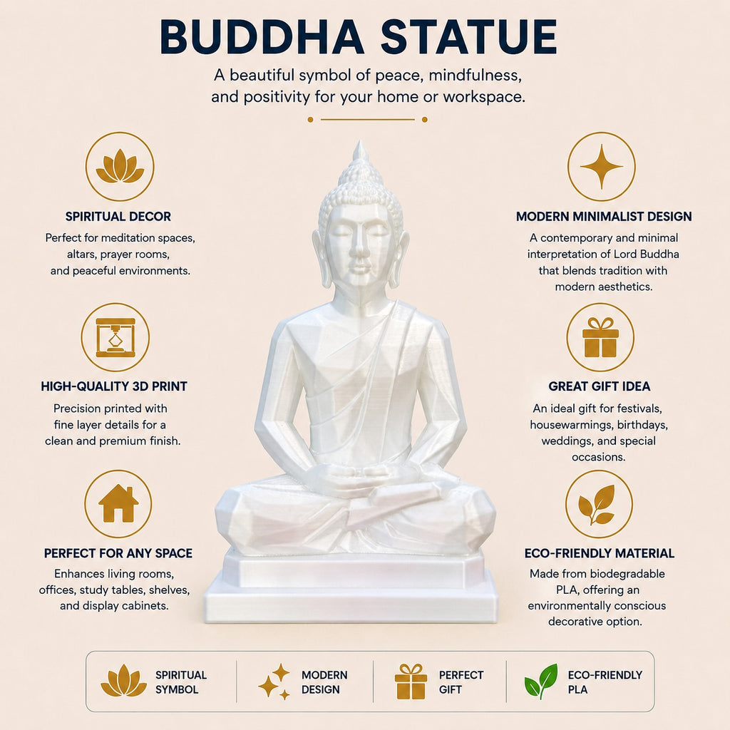 Low-Poly Buddha Statue – Modern Spiritual Home Décor