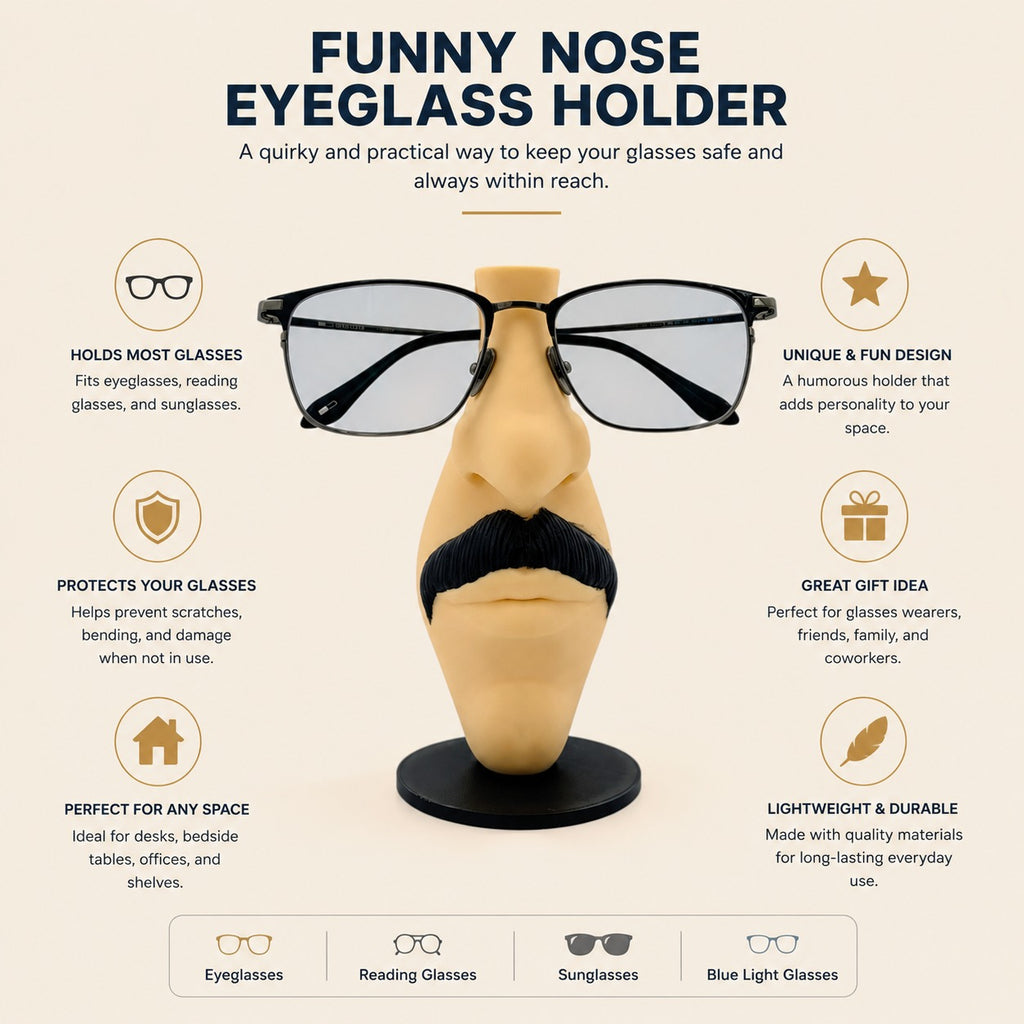 Funny Nose Eyeglass Holder Stand – Male & Female Specs Holder | Desk Organizer for Glasses | 3D Printed Eyewear Stand