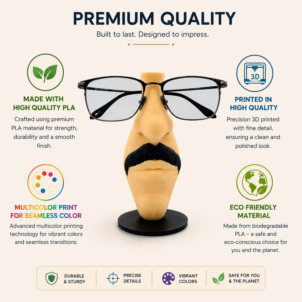 Funny Nose Eyeglass Holder Stand – Male & Female Specs Holder | Desk Organizer for Glasses | 3D Printed Eyewear Stand