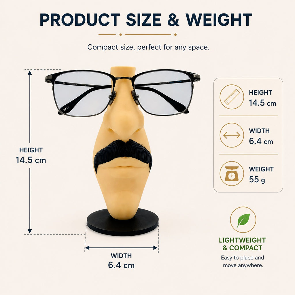 Funny Nose Eyeglass Holder Stand – Male & Female Specs Holder | Desk Organizer for Glasses | 3D Printed Eyewear Stand